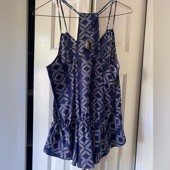 Rebecca Minkoff Navy and White Geometric Tank Top - Picture 2 of 3